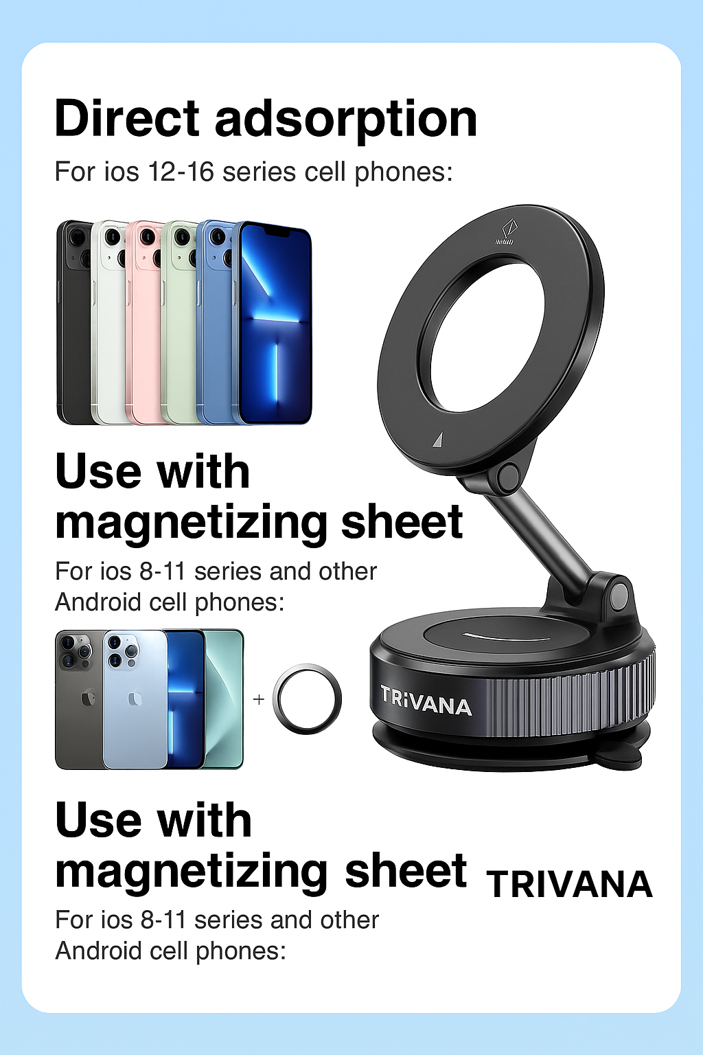 Trivana 360° Vacuum Magnetic Phone Holder