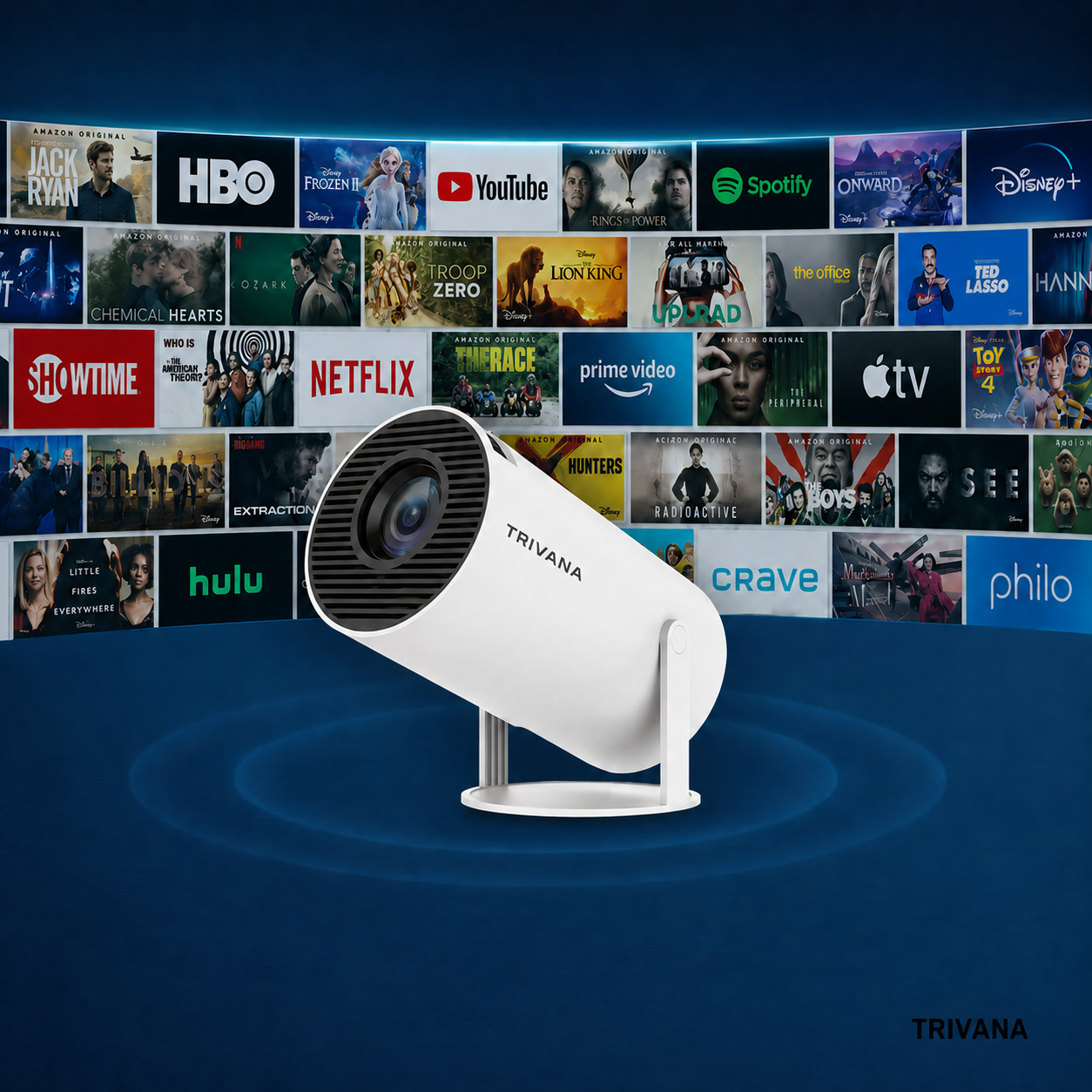 TRIVANA Smart Mini Projector with Wi-Fi 6, Bluetooth & 4K Support