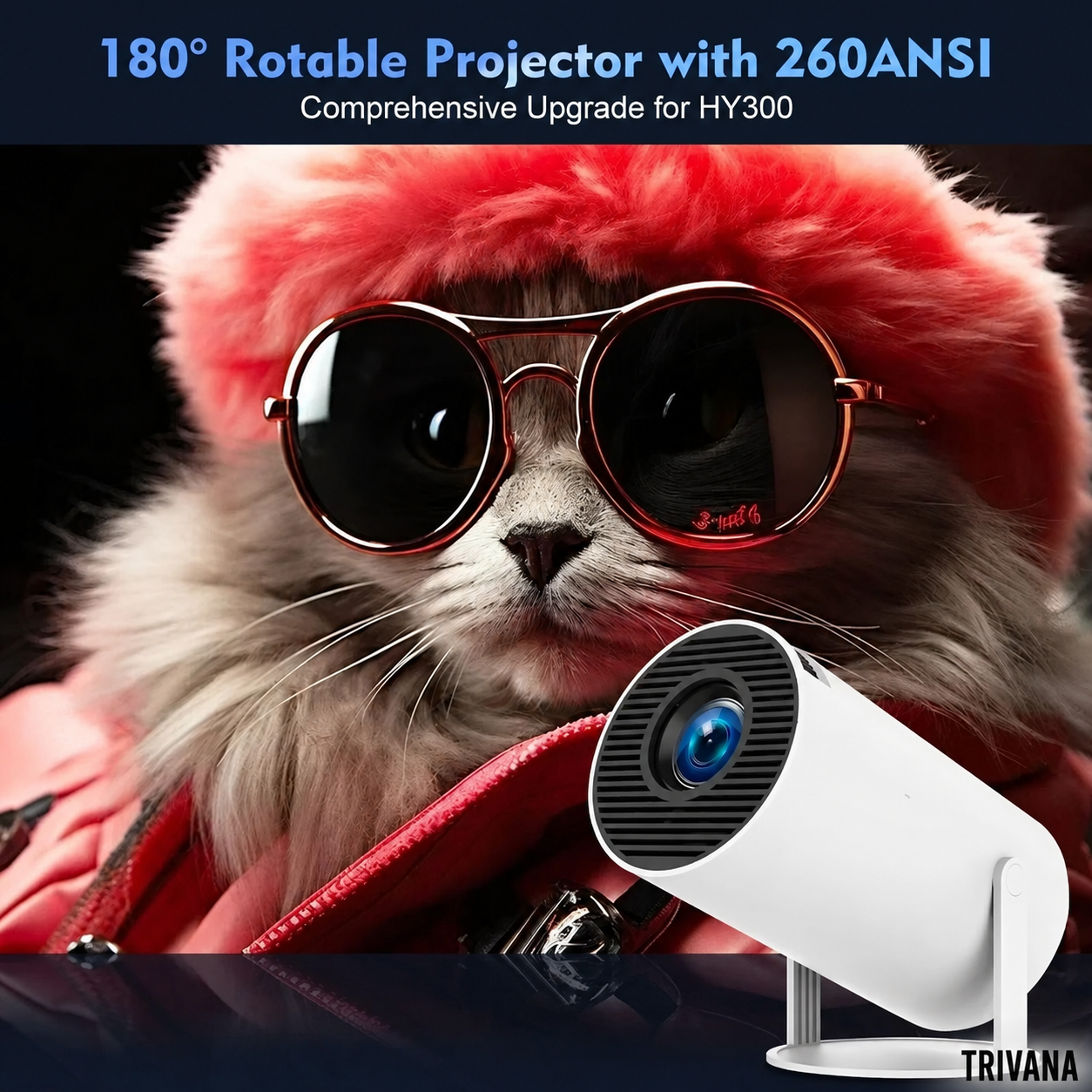 TRIVANA Smart Mini Projector with Wi-Fi 6, Bluetooth & 4K Support